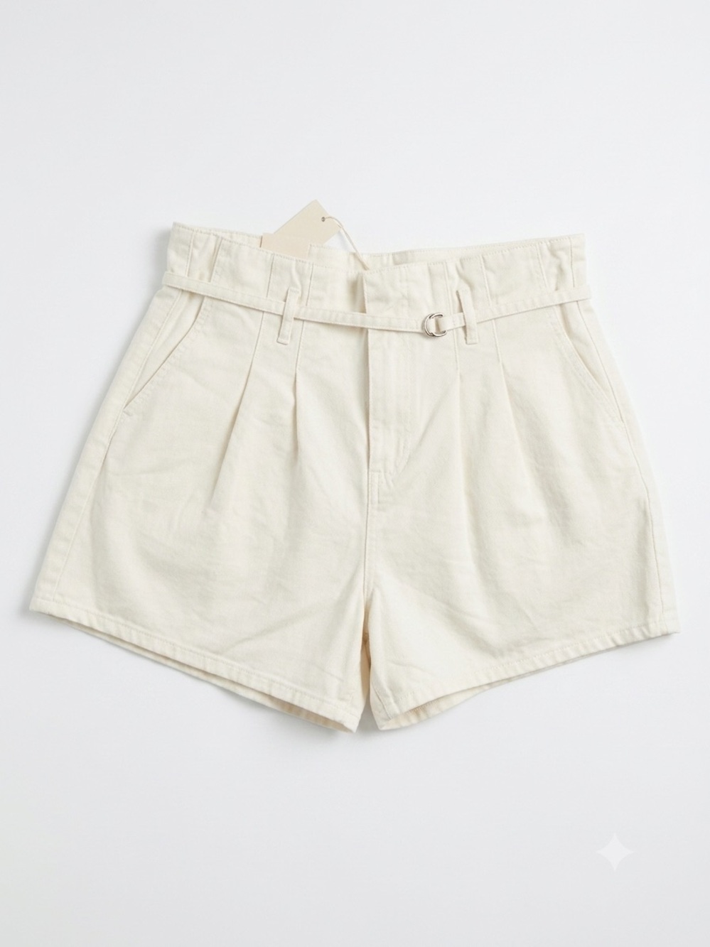 Blank NYC High-Waist White  Paperbag Shorts with Belt